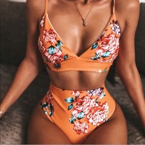•Orange Blossom• 2 Piece Floral Swimsuit